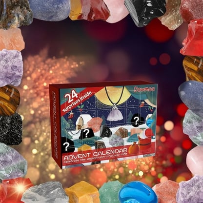 Christmas 24-day Advent Calendar with gemstones Festive Natural Stone Collection