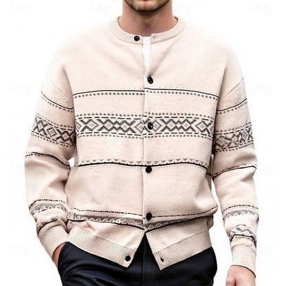Colin | Men's Geometric Christmas Sweater Cardigan with Buttons