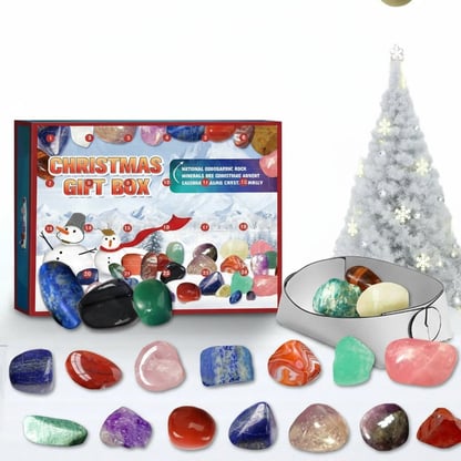 Christmas 24-day Advent Calendar with gemstones Festive Natural Stone Collection