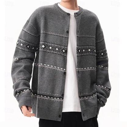 Colin | Men's Geometric Christmas Sweater Cardigan with Buttons