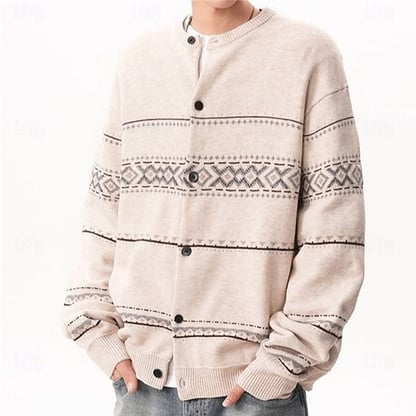 Colin | Men's Geometric Christmas Sweater Cardigan with Buttons