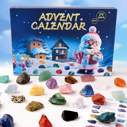 Christmas 24-day Advent Calendar with gemstones Festive Natural Stone Collection