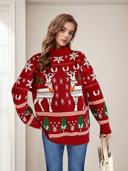 Ruby | Women's Cozy Knitted Turtleneck Christmas Sweater