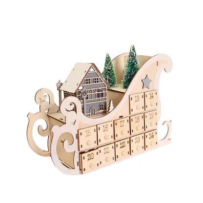 Advent Calendar Illuminated Wooden Compartment Decoration