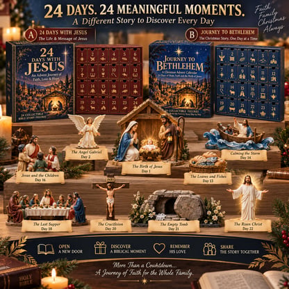 Christian Advent Calendar Collectible Nativity Figures Set