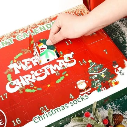 Christmas Advent Calendar with socks Festive 24-Day Set