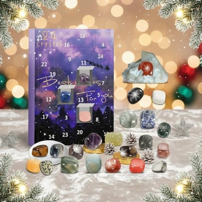 Christmas 24-day Advent Calendar with gemstones Festive Natural Stone Collection