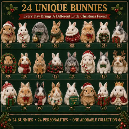 Collectible Bunny Advent Calendar with 24 Festive Figurines