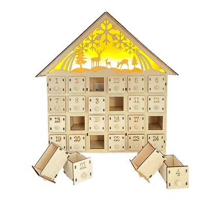 Advent Calendar Illuminated Wooden Compartment Decoration