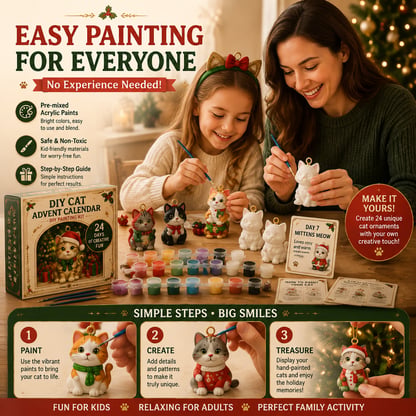 Fillable Advent Calendar DIY Painting Cat Ornament Kit