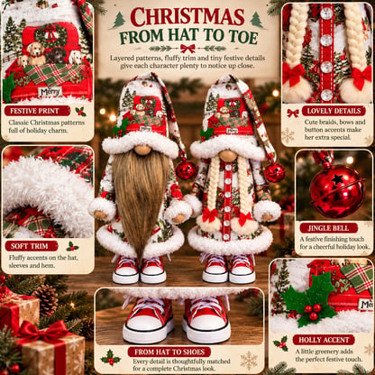 Christmas Gnomes Festive Plush Pair
