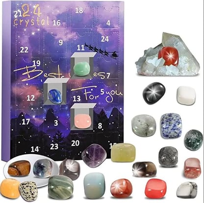 Christmas 24-day Advent Calendar with crystals Decorative Gemstone Set