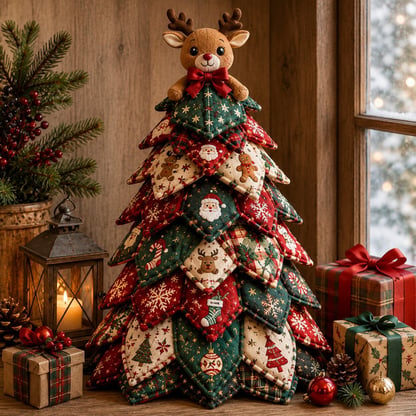 Christmas Fabric Christmas Tree Quilted Tabletop Décor