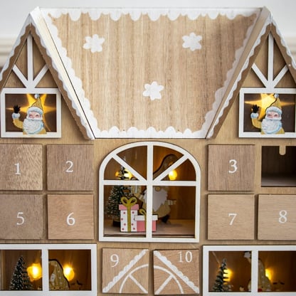 Christmas Wooden Advent Calendar with LED lights