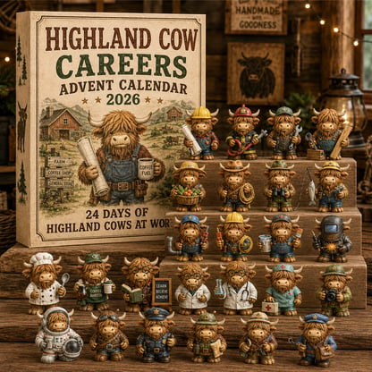 Highland Cow Advent Calendar 24-Day Collectible Figurine Set