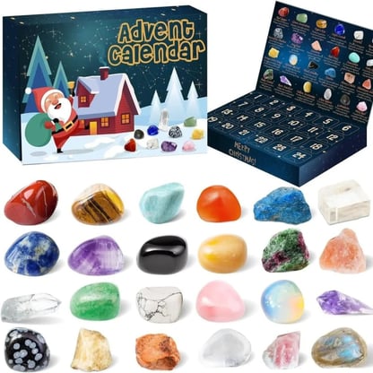 Christmas 24-day Advent Calendar with crystals Decorative Gemstone Set