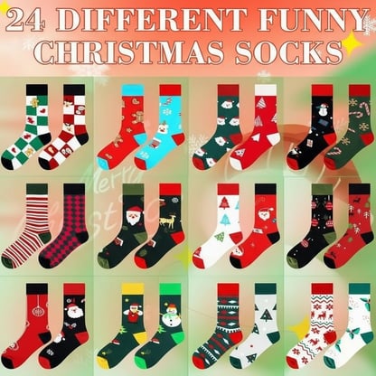 Christmas Advent Calendar with socks Festive 24-Day Set