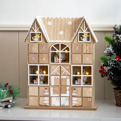 Christmas Wooden Advent Calendar with LED lights