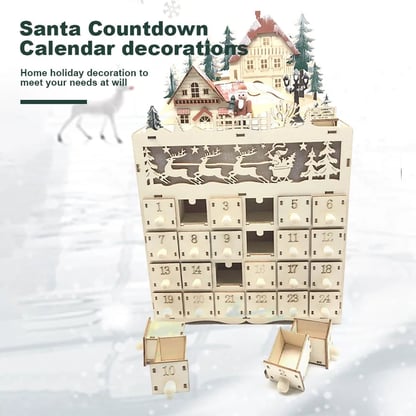 Advent Calendar Illuminated Wooden Compartment Decoration