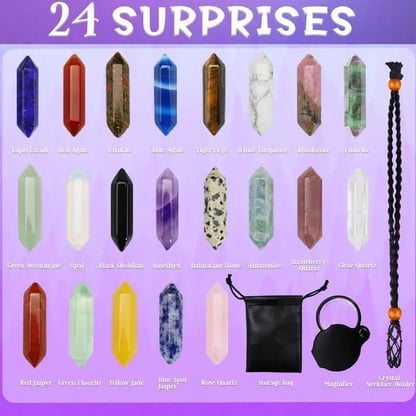 Christmas 24-day Advent Calendar with crystals Healing Gemstones Kit