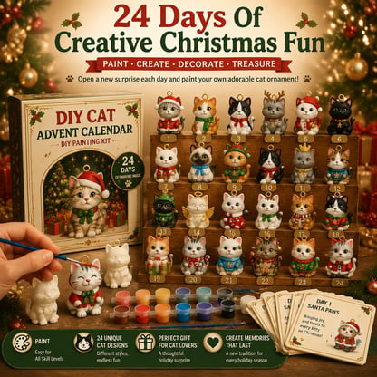 Fillable Advent Calendar DIY Painting Cat Ornament Kit