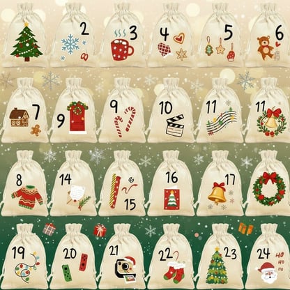 DIY Advent Calendar with 24 candy bags Festive Numbered Drawstring