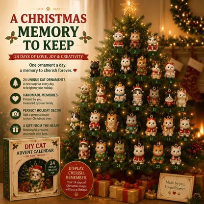 Fillable Advent Calendar DIY Painting Cat Ornament Kit
