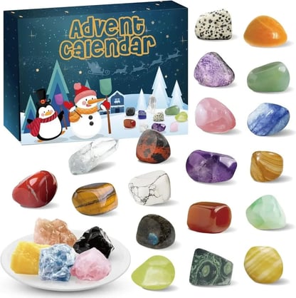 Christmas 24-day Advent Calendar with crystals Decorative Gemstone Set