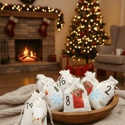 DIY Advent Calendar with 24 candy bags Festive Numbered Drawstring