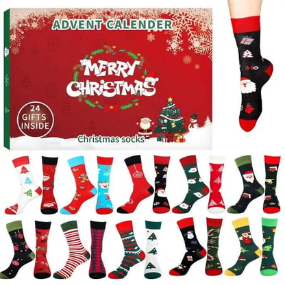 Christmas Advent Calendar with socks Festive 24-Day Set