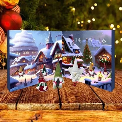 Christmas 24-day Advent Calendar with gnomes Festive Wooden Display