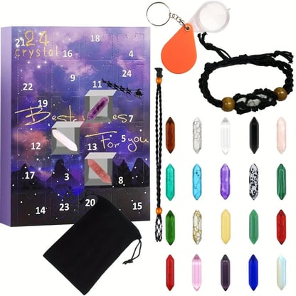 Christmas 24-day Advent Calendar with crystals Decorative Gemstone Set