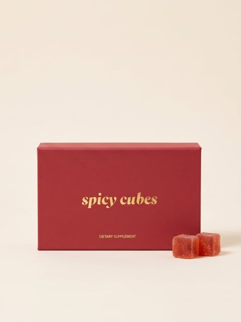 The authentic Spicy Cubes rigid red box