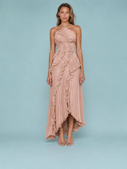 Caroline | Women's Ruched Halterneck Maxi Dress