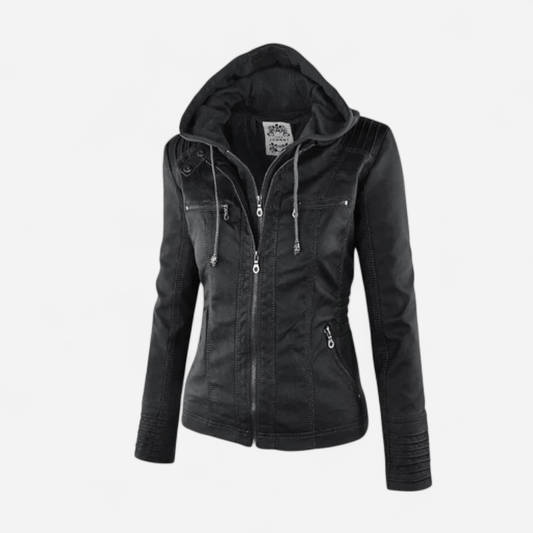 Summer | Women's Hooded Zip-Up Leather Jacket