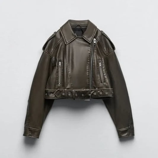 Camilla | Women's Cropped Leather Moto Jacket