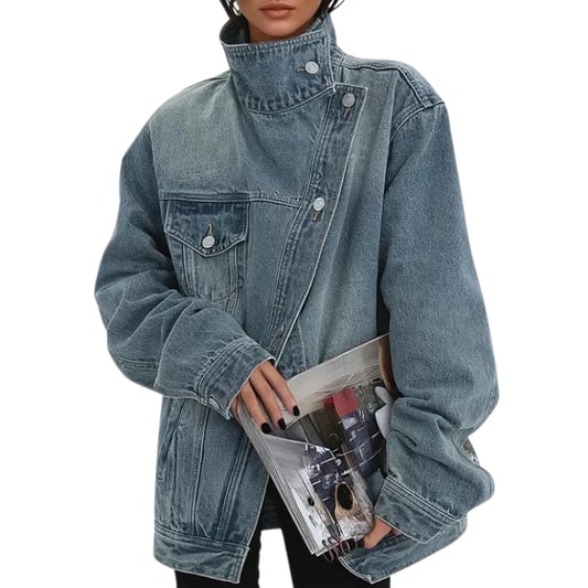 Skye | Women's Oversized Denim Jacket with High Collar
