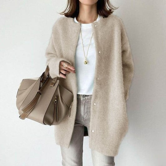 Fiona | Women's Button-Front Wool Long Cardigan