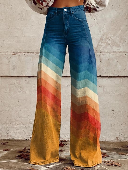 Penny | Women's Colorful High Waisted Wide Leg Jeans