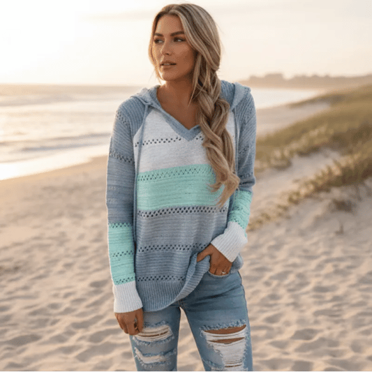 Poppy | Women's Hooded Striped Knit Sweater