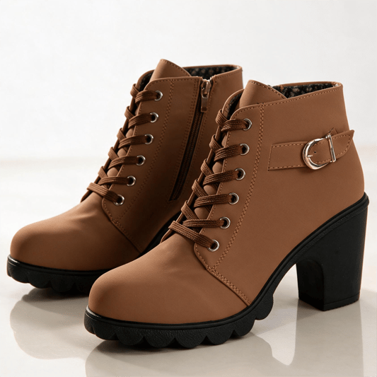 Natasha | Women's Lace-Up Block Heel Ankle Boots