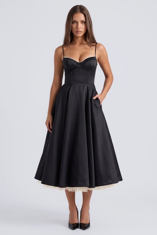 Lesley | Women's Sweetheart Tulle Midi Dress