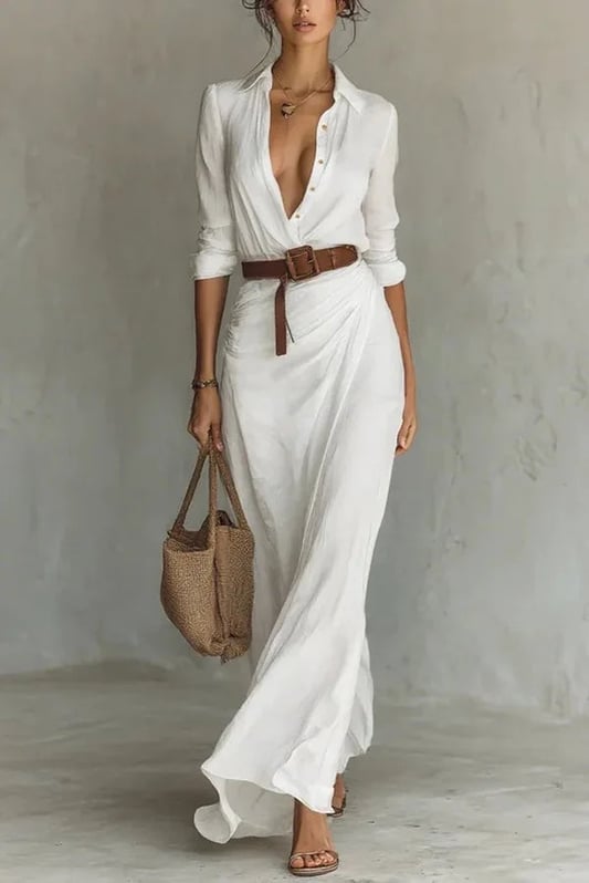 Georgia | Women's Belted Wrap Maxi Wedding Guest Dress