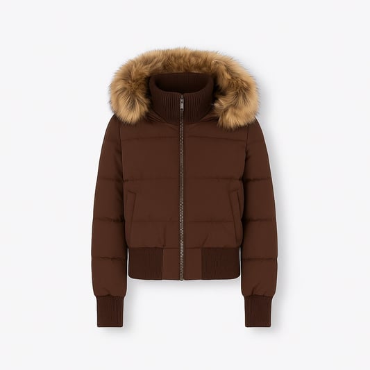 Sophie | Women's Cropped Puffer Jacket with Fur Hood