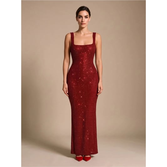 Eliza | Women's Backless Sequin Maxi Evening Dress
