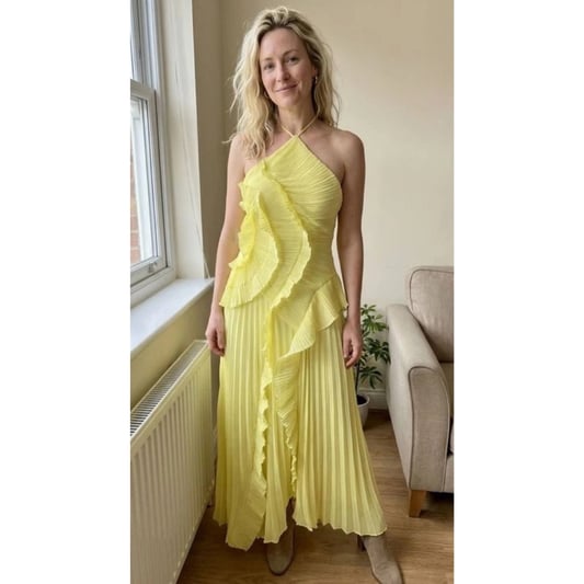 Christine | Women's Elegant Pleated Halter Maxi Dress