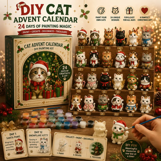 Fillable Advent Calendar DIY Painting Cat Ornament Kit