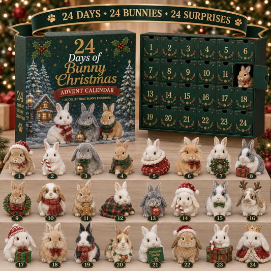 Collectible Bunny Advent Calendar with 24 Festive Figurines