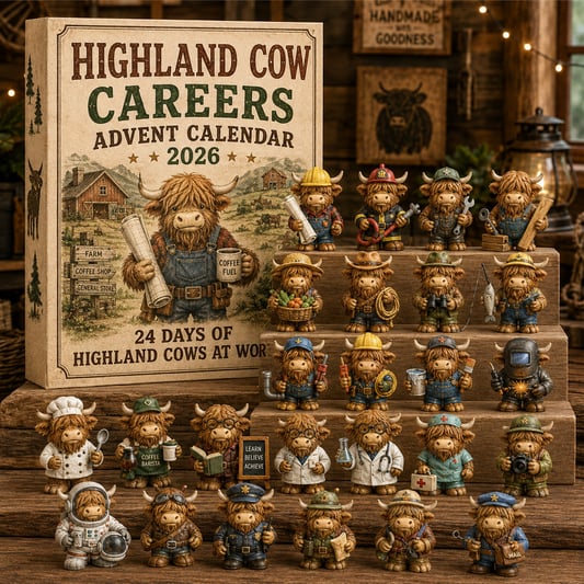 Highland Cow Advent Calendar 24-Day Collectible Figurine Set