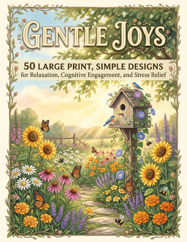 Gentle Joys: Easy Coloring Book for Seniors & Dementia Patients